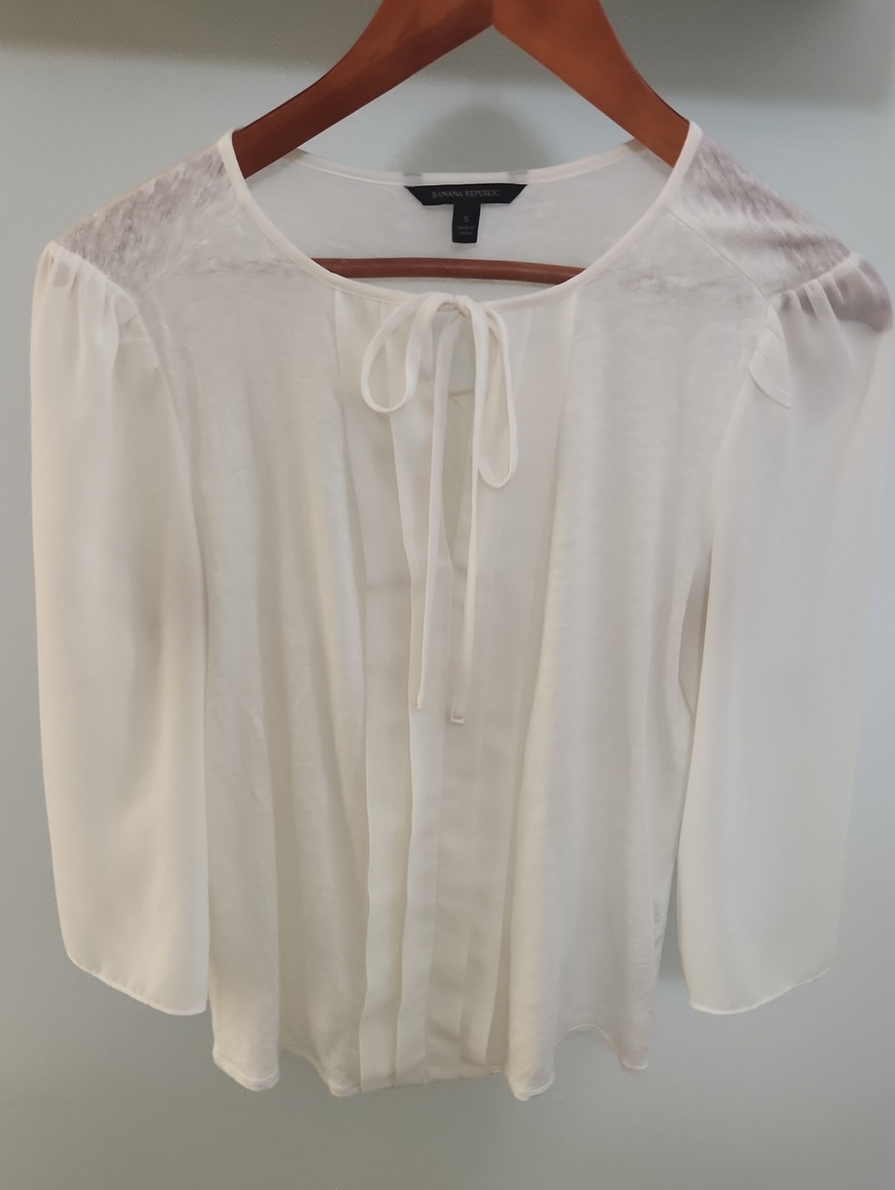Banana Republic Tie-Front Sheer-Shouldered Yoke Blouse